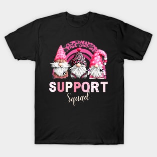 Three Gnomies With Rainbow Support Squad Breast Cancer Awareness Month T-Shirt